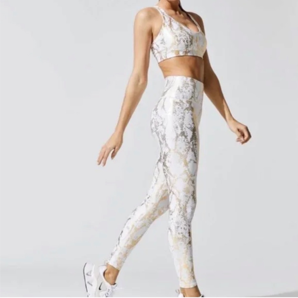 CARBON 38 White and Gold Python Workout set, size L/XL